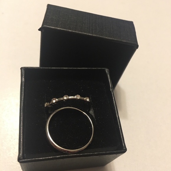 Two band/One with Rhinestones Silver Ring - Picture 1 of 6